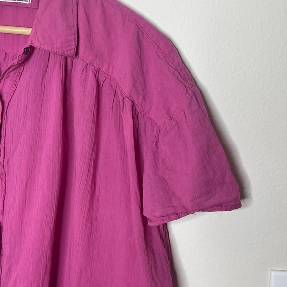 We The Free Shirt Extra Small Pink Button Down Short Sleeve Tunic Top - Picture 4 of 6